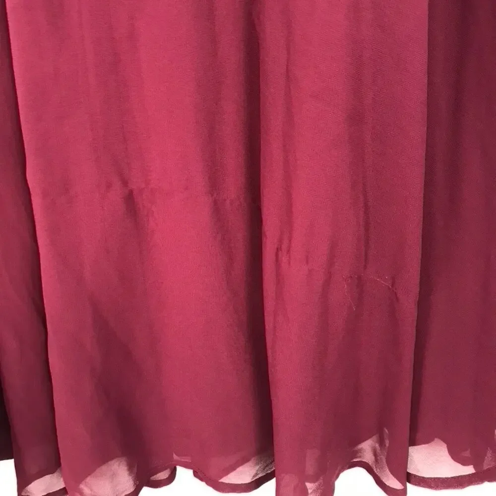 Lulus Dress Large Burgundy Adorning Glances Ruffles‎ Resort Wedding Formal READ